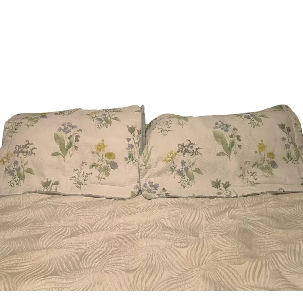 Pair of Croscill Standard Size Botanical Floral Quilted Polyfill Pillow Shams